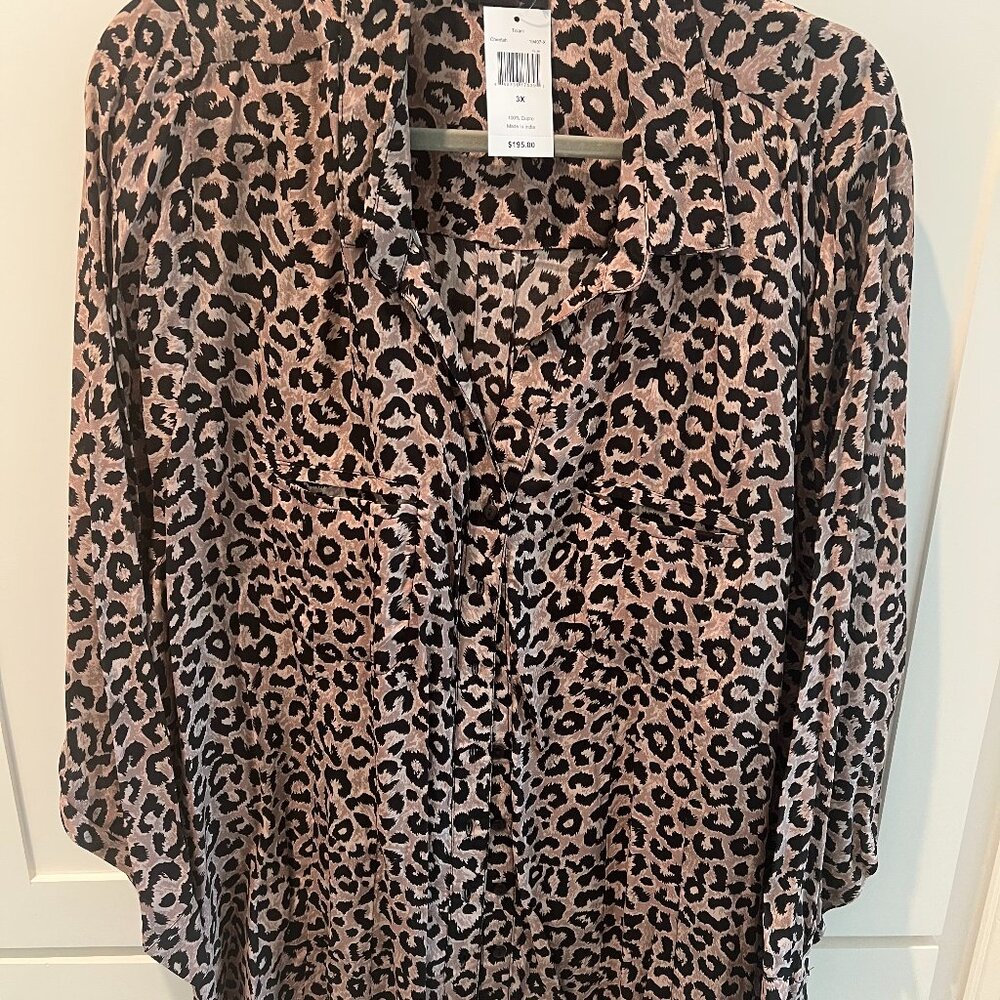 Tolani Leopard Blouse Size 3X